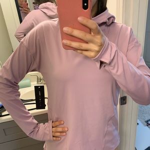 Pink hooded workout top